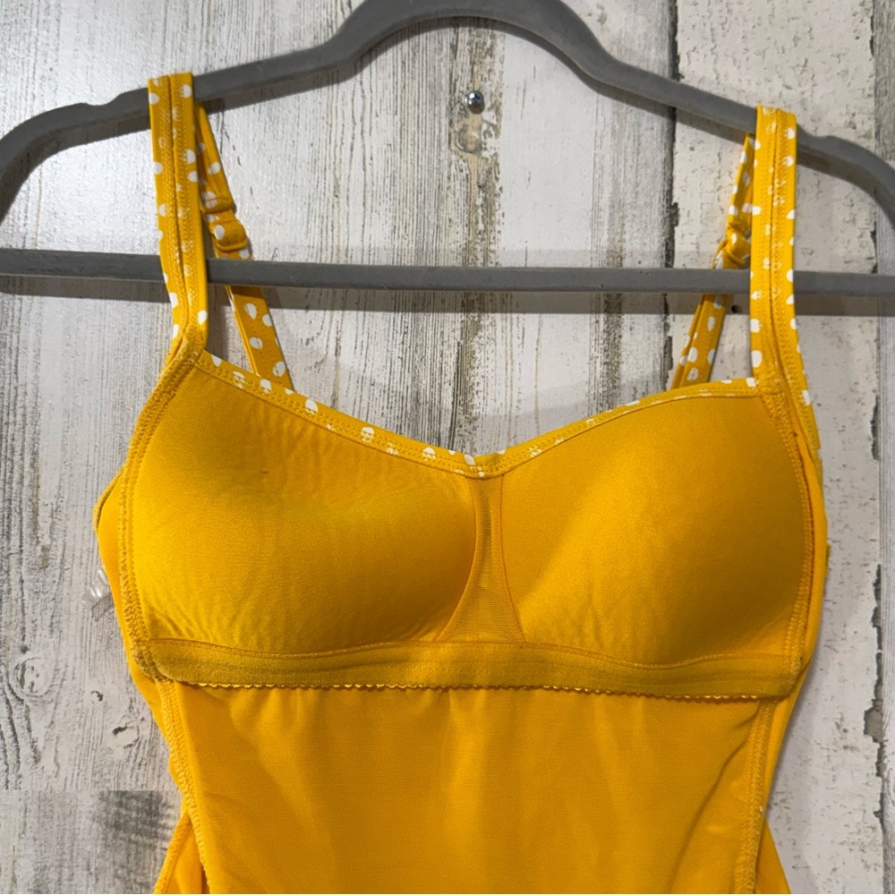 Yellow Polka Dot One-Piece Swimsuit with Sweetheart Neckline - Picture 6 of 9